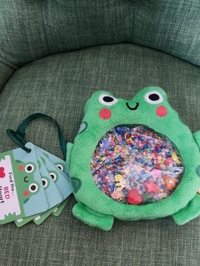 Gigglescape Green Frog Sensory Plush Toy with Colorful Bead Window - Kids Toys